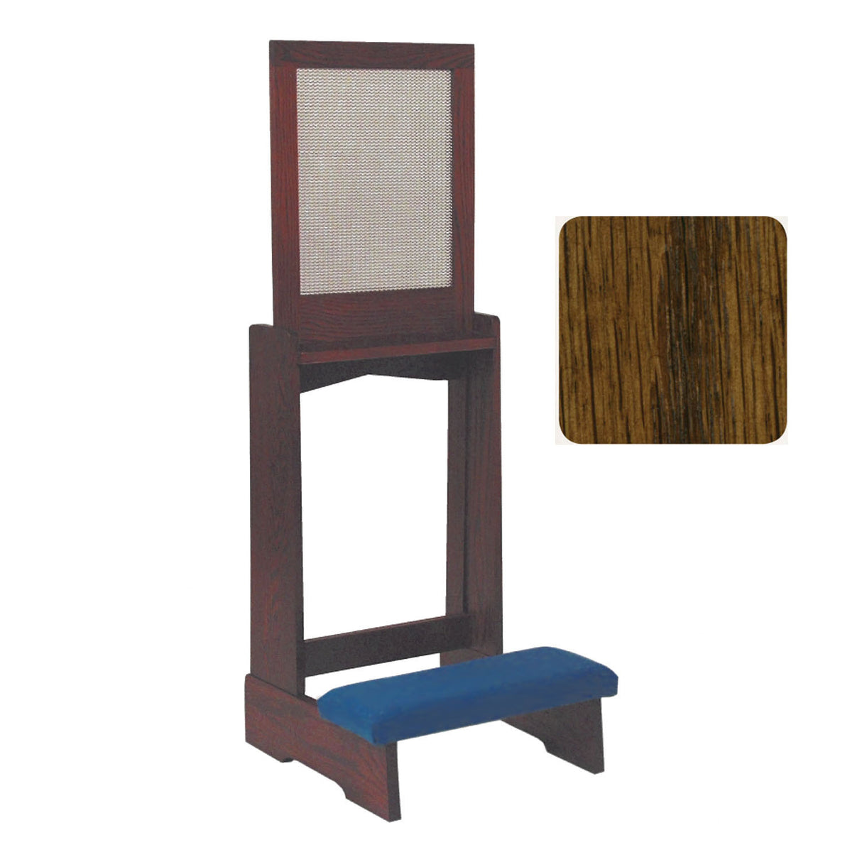 Dark Oak Confessional Prie Dieu with Aluminum Screen No. 44