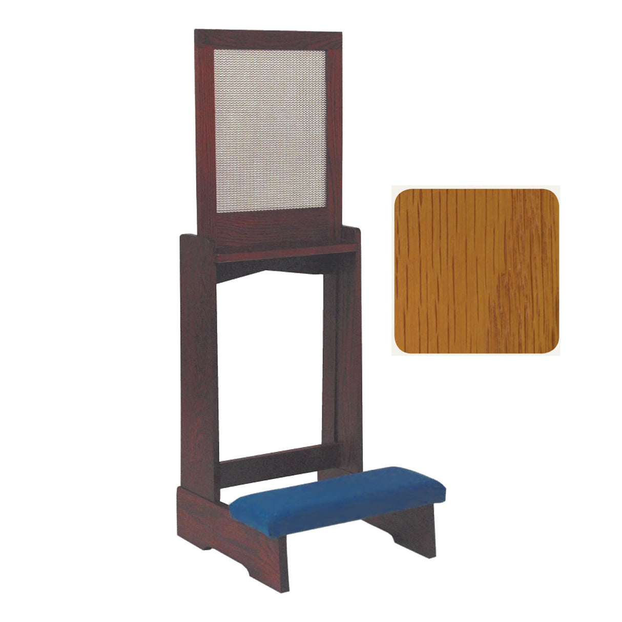 Golden Oak Confessional Prie Dieu with Aluminum Screen No. 44