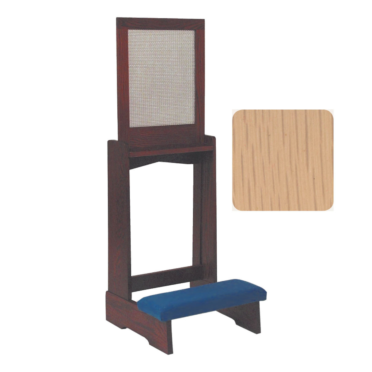 Limed Oak Confessional Prie Dieu with Aluminum Screen No. 44