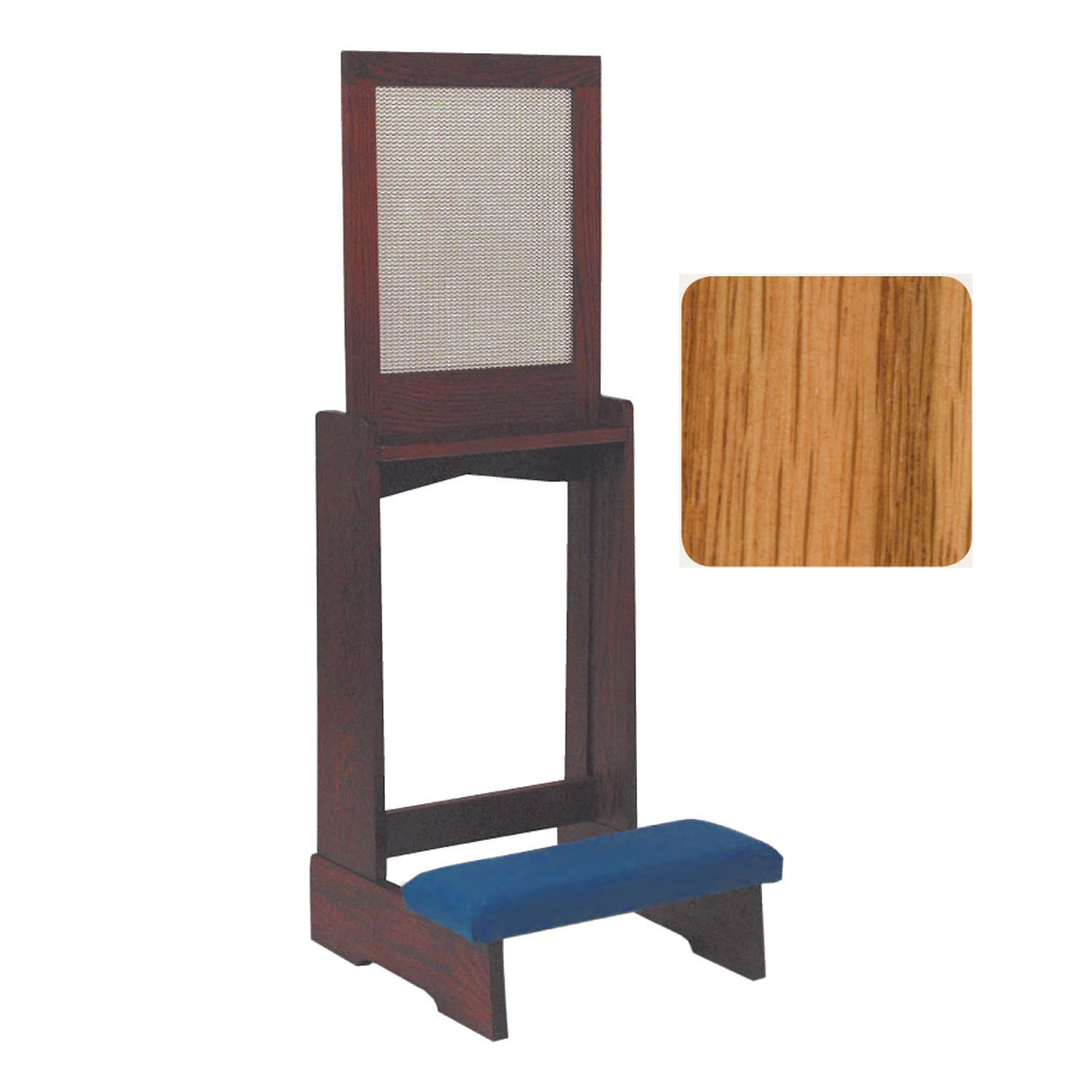 Light Oak Confessional Prie Dieu with Aluminum Screen No. 44