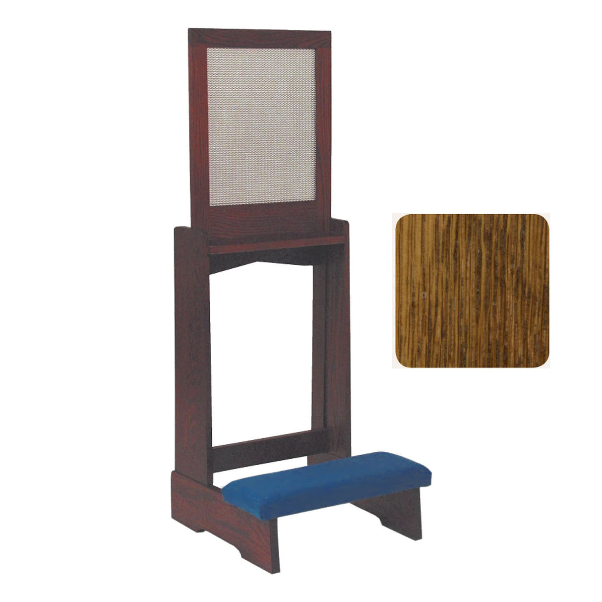 Medium Oak Confessional Prie Dieu with Aluminum Screen No. 44