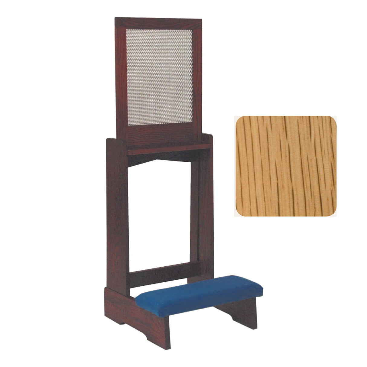 Natural Oak Confessional Prie Dieu with Aluminum Screen No. 44
