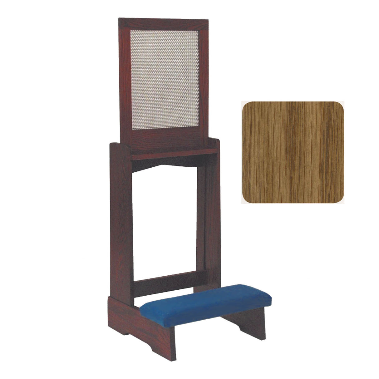 Pecan Confessional Prie Dieu with Aluminum Screen No. 44