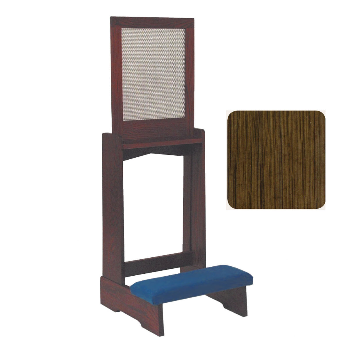 Walnut Finish Confessional Prie Dieu with Aluminum Screen No. 44