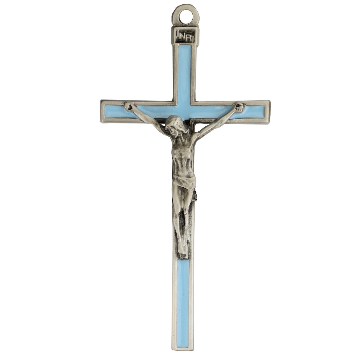 5 inch Blue Enameled Crucifix 73-36