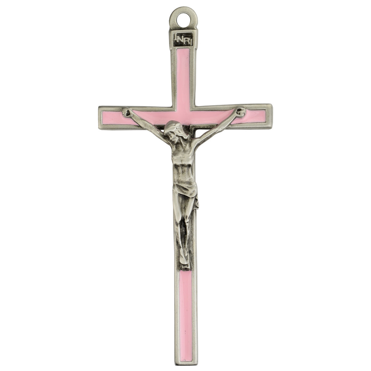 5 inch Pink Enameled Crucifix 73-35