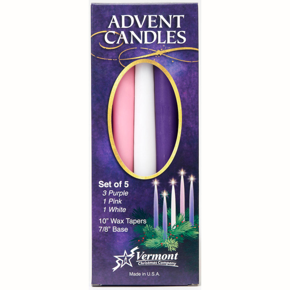 Advent Candle 5 piece Set with Purple, Pink and White