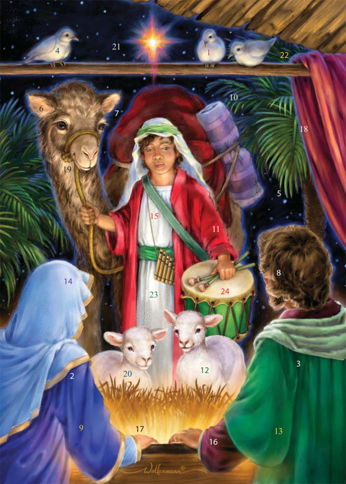 Drummer Boy Greeting Card Advent Calendar with Envelope