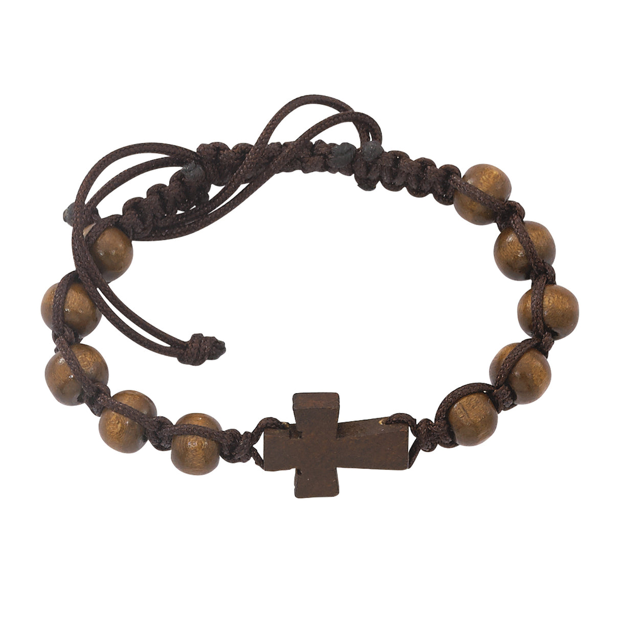 Dark Brown Wooden Cross Bracelet BR688