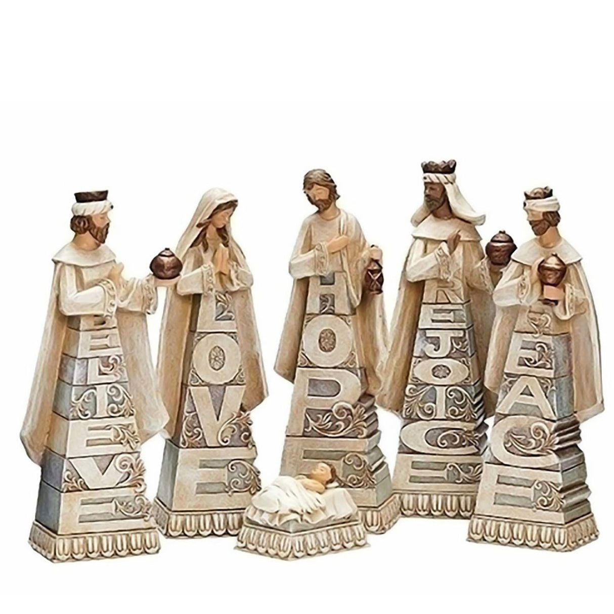 6pc Stacked Words Nativity Set 133029
