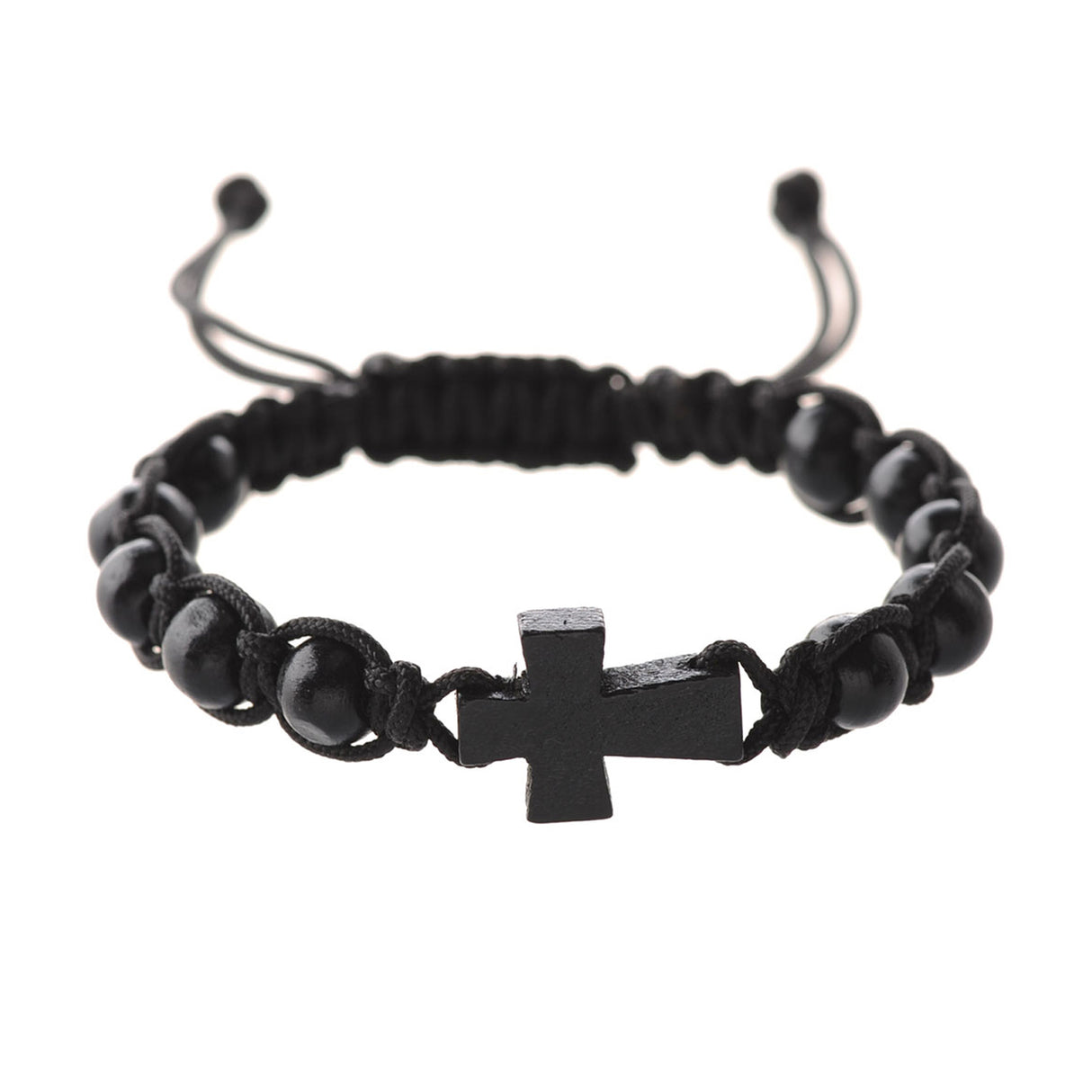 Black Wooden Cross Bracelet BR689