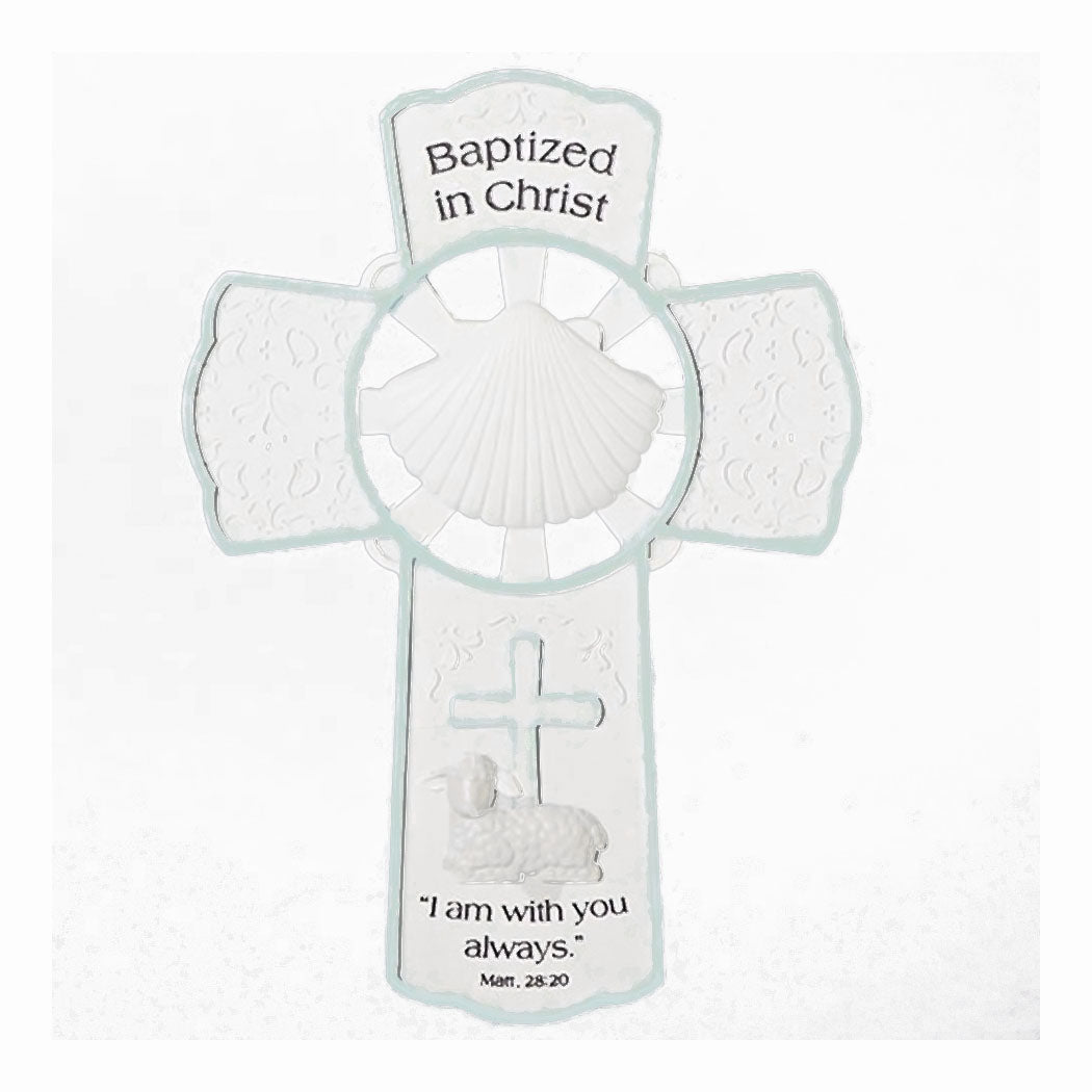 Baptism Wall Cross with Blue Trim for Boys no. 42698