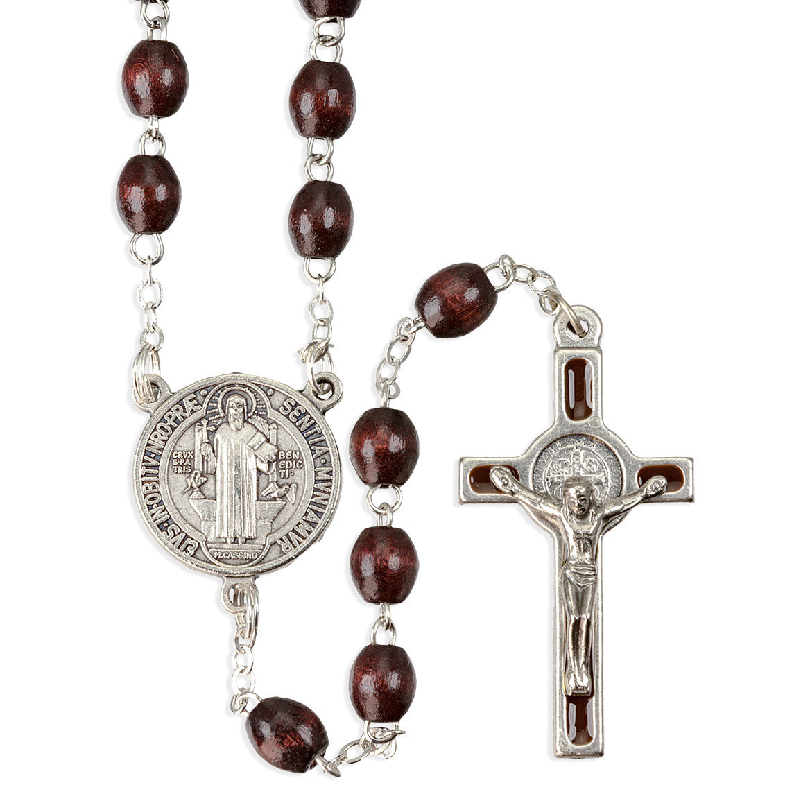 Brown St Benedict Jubilee and Wood Bead Rosary