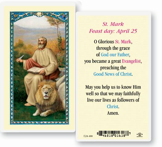Saint Mark Prayer Holy Card - no. E24-488