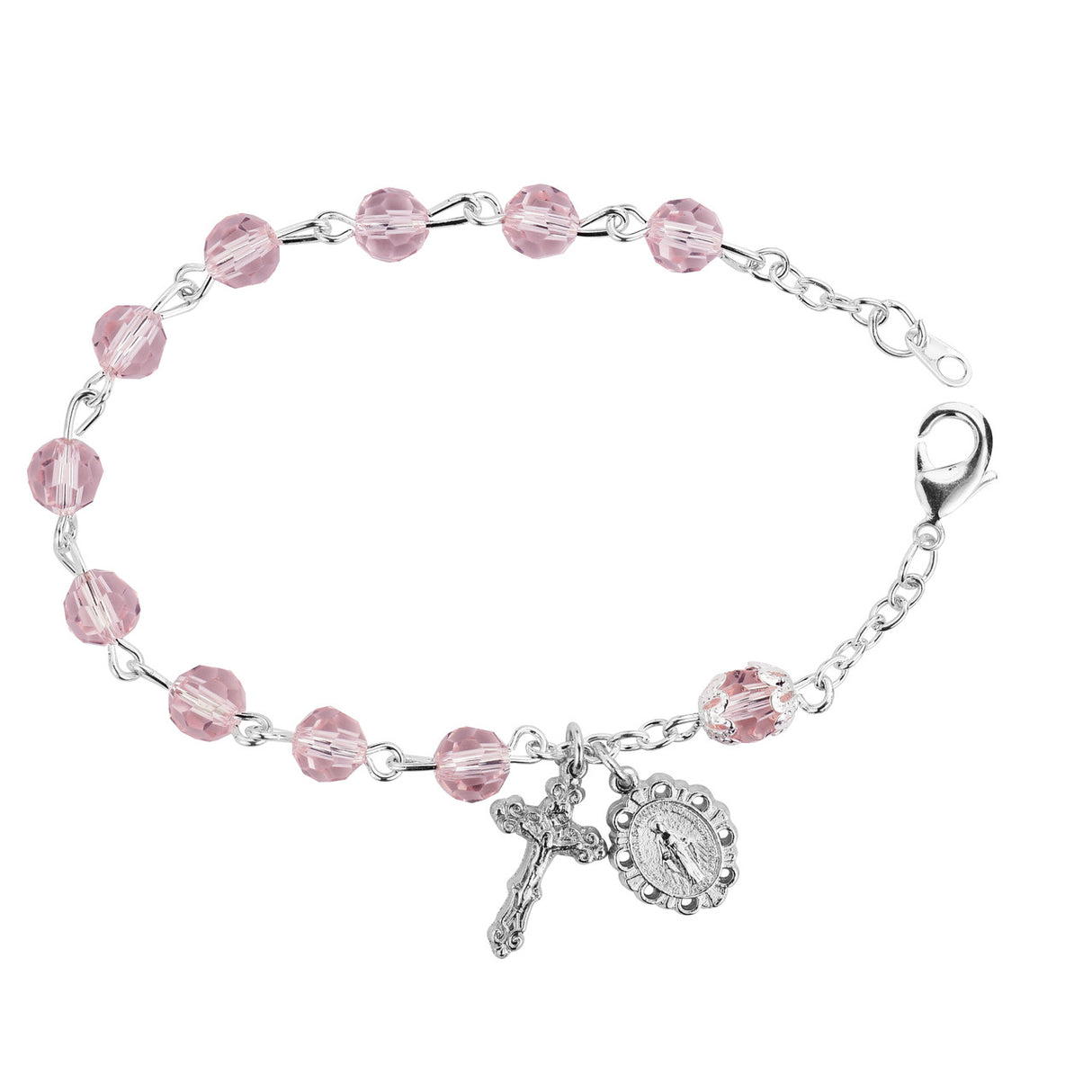 Light Pink Crystal Rosary Bracelet BR334D
