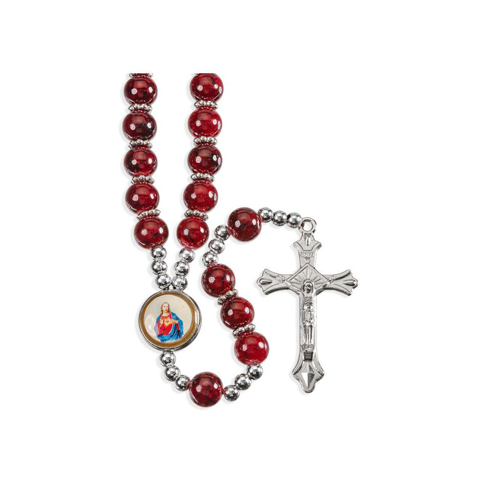 9mm Value Maroon Rosary with SHJ Photo Center