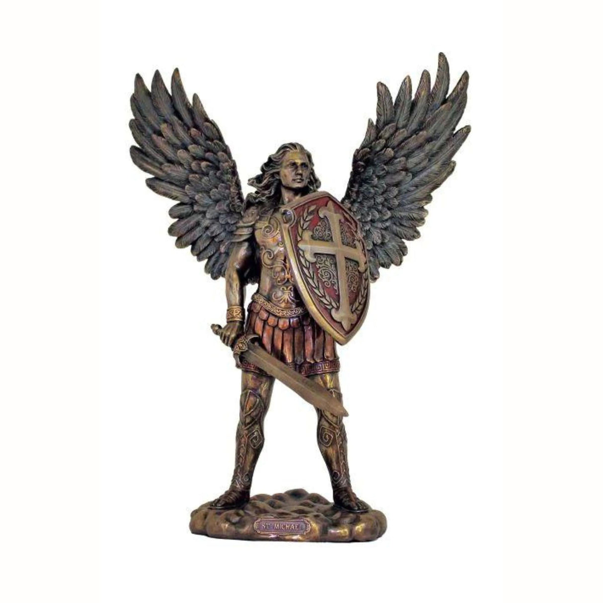 St Michael the Archangel with Shield Cold Cast Bronze Statue