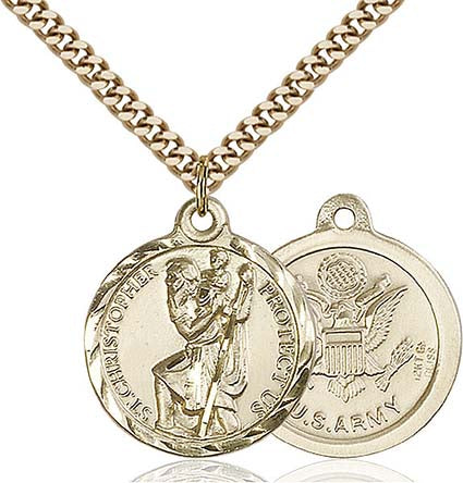 Gold Filled St. Christopher Army Pendant 0192GF2/24G