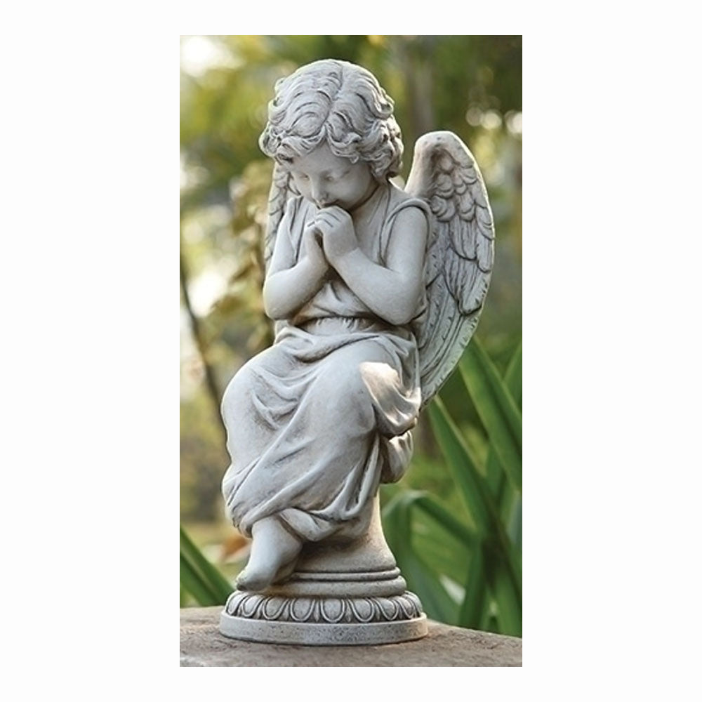 17 inch Memorial Garden Angel, Cherub on Pedestal no. 65976
