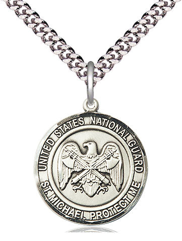 Sterling Silver Nat'l Guard St. Michael Medal 18in Chain 1185SS5