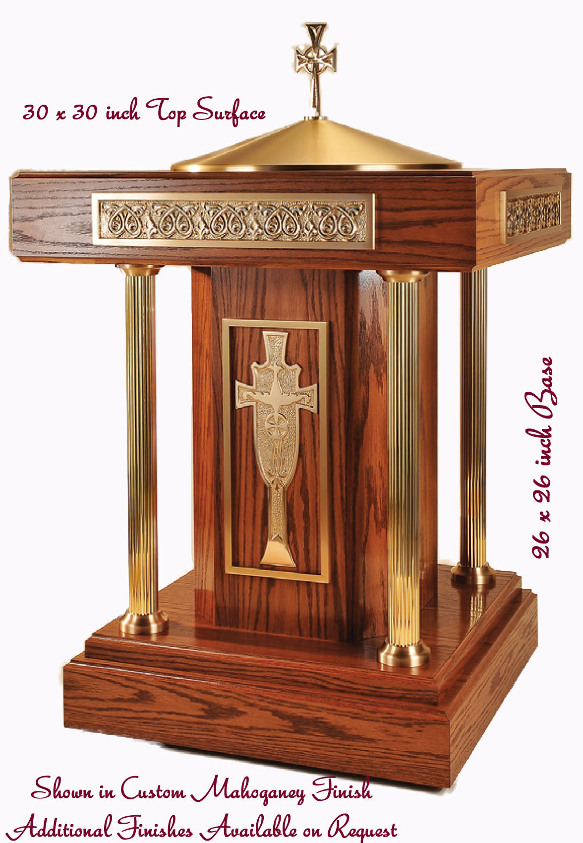 Square Base Bronze Column Baptismal Font - no. 90BF35