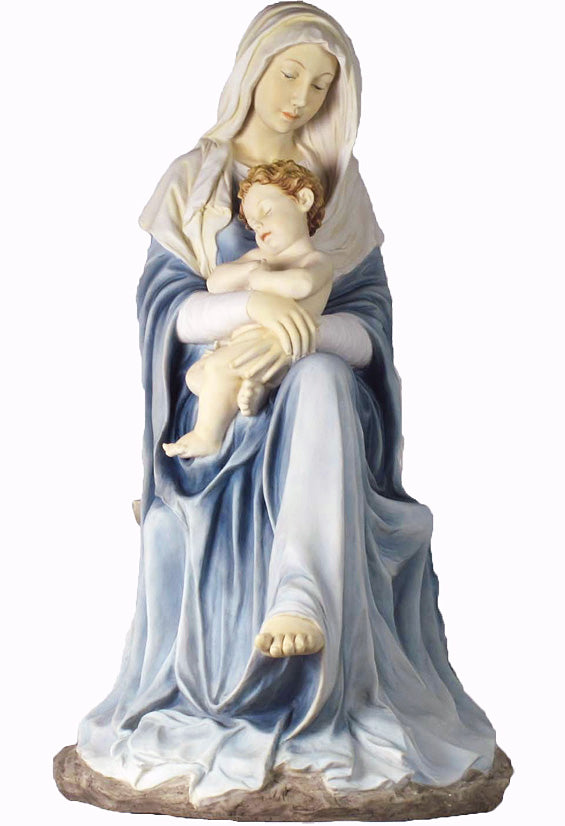 Bourguereau Seated Madonna and Child 29 inch Statue