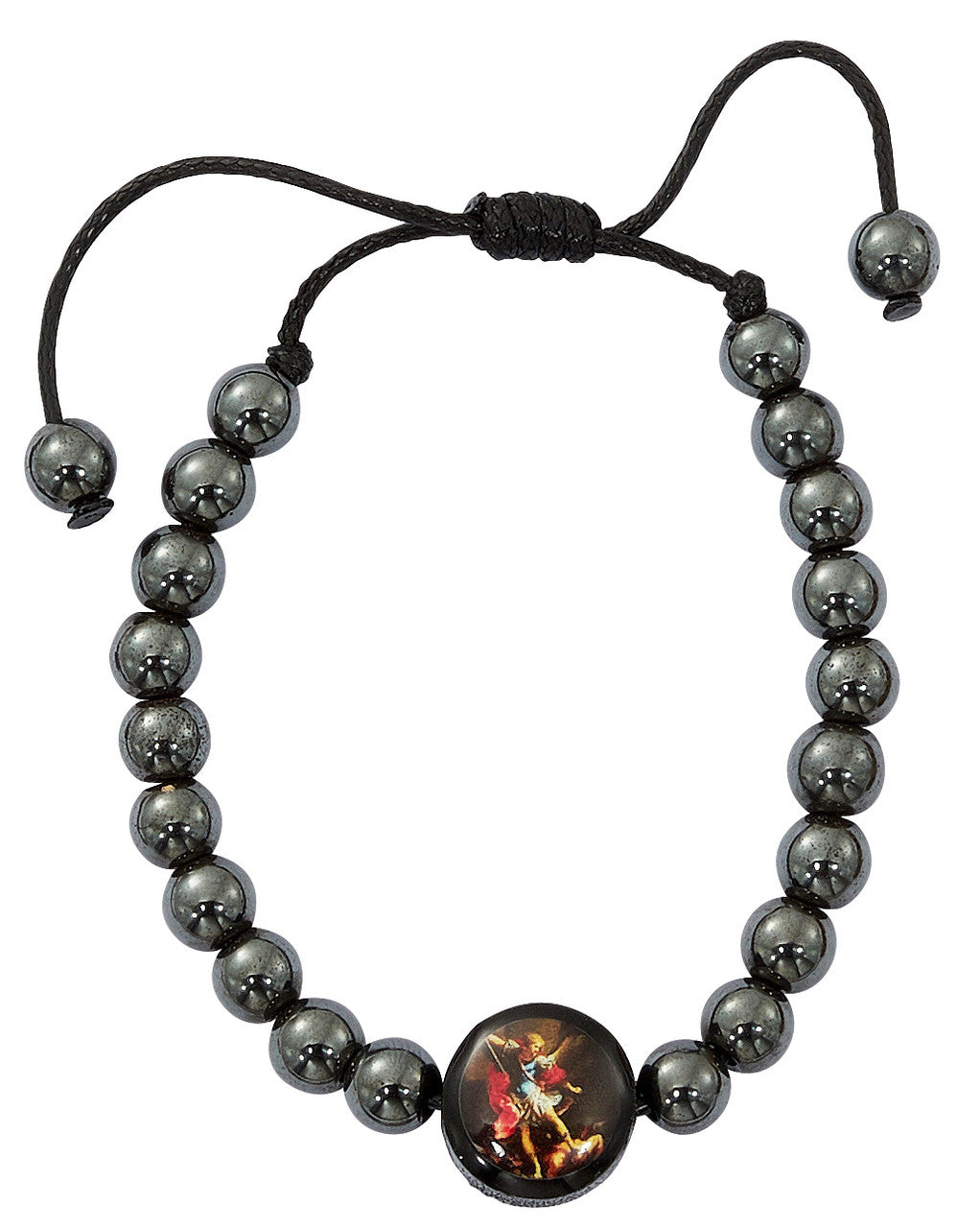 Adjustable Hematite St Michael Bracelet