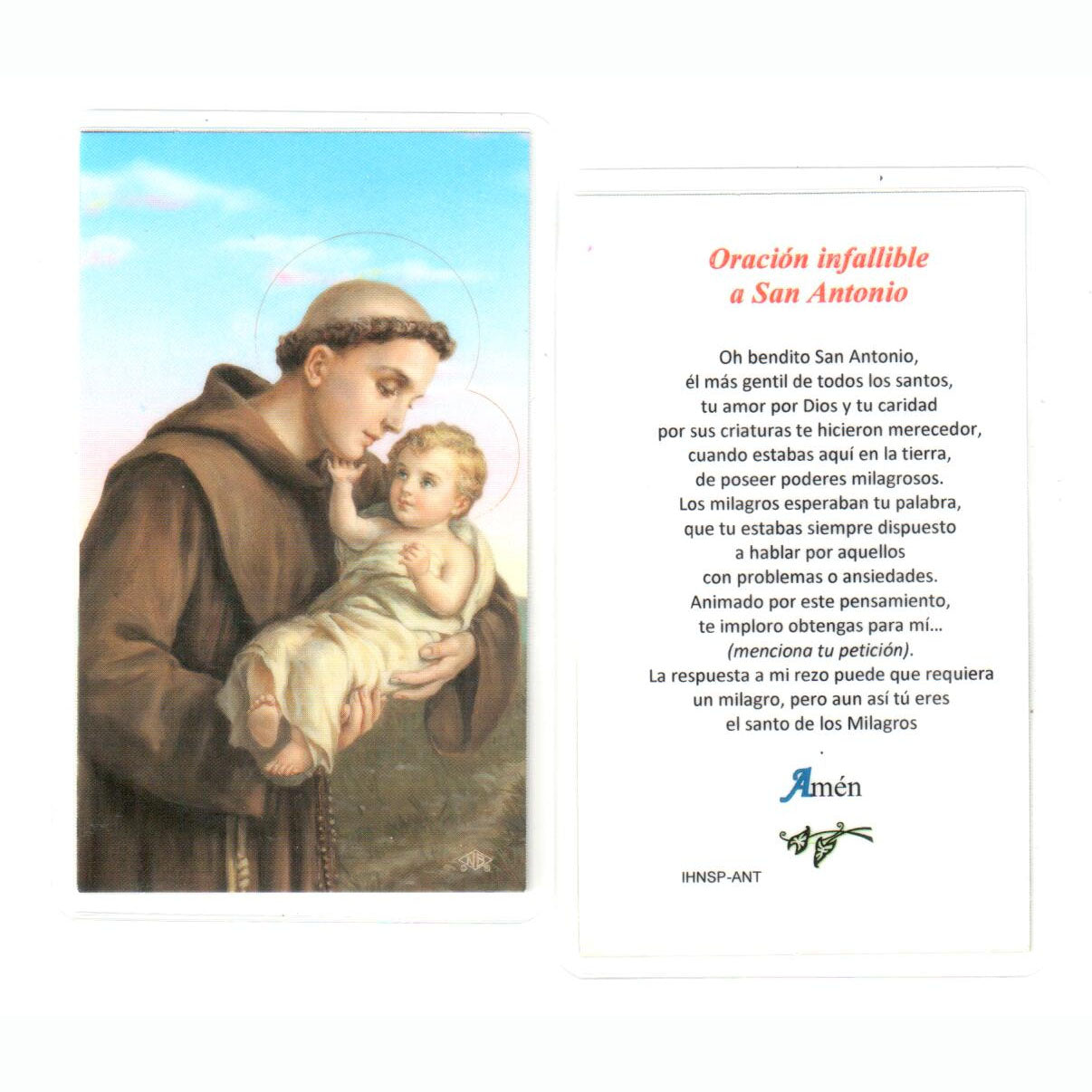 Tarjeta de oración de San Antonio de Padua - Laminated