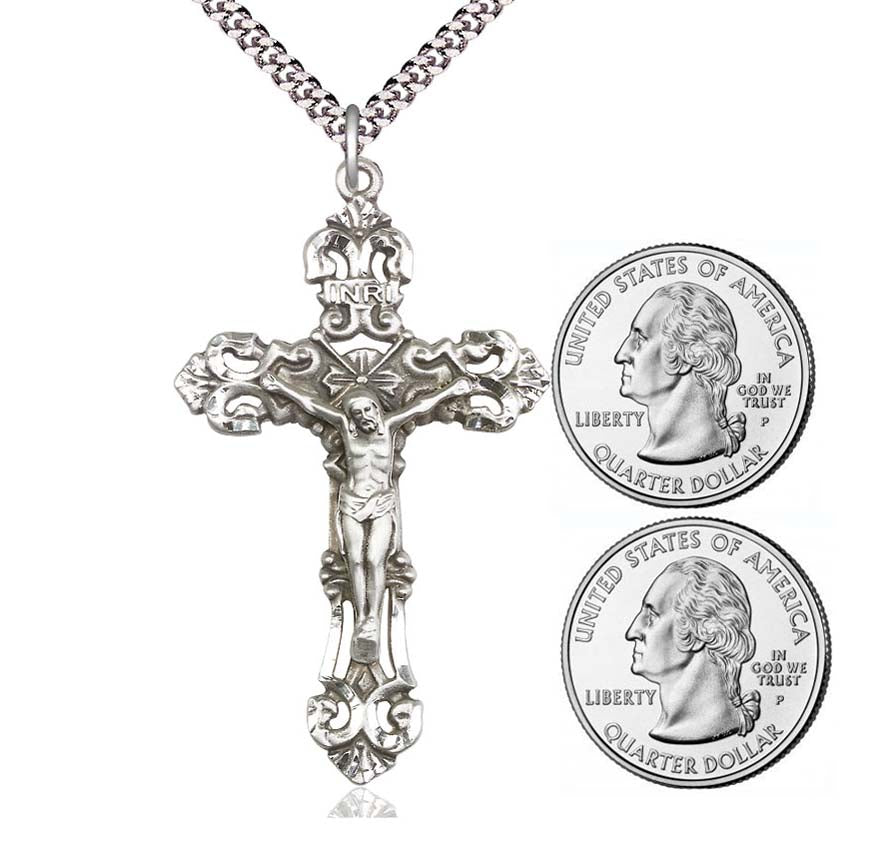 Sterling Silver Large Ornate Crucifix Pendant 0648SS/24S