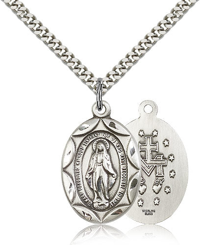 Sterling Silver Miraculous Medal Necklace 0801MSS/24S