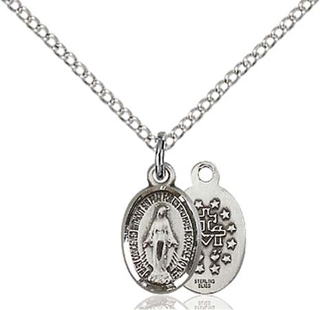 Sterling Silver Small Miraculous Medal Pendant 0702MSS/18SS