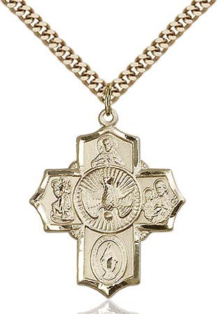 Gold-Filled 4-Way Medal with Holy Spirit Dove 5690GF