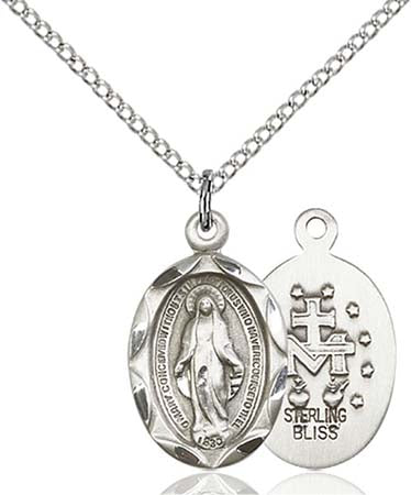 Sterling Silver Miraculous Medal with Chain 0612MSS/18S