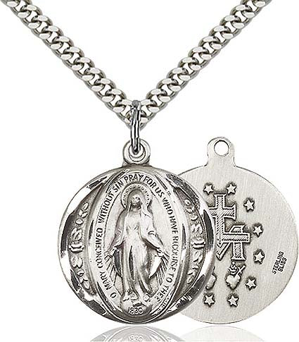 Sterling Silver Miraculous Pendant 0017MSS24S