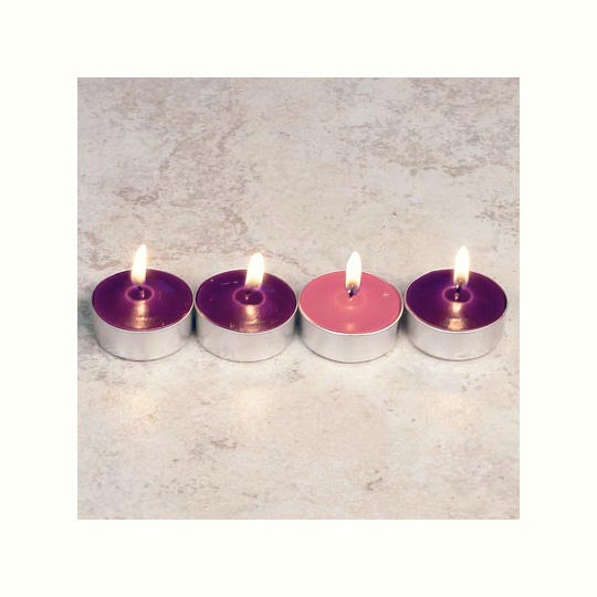 Advent Tealight Candles in Metal Cups - 4 piece set