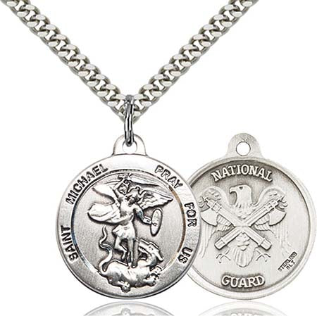 Sterling Silver St. Michael Pendant with National Guard Seal 0342SS5