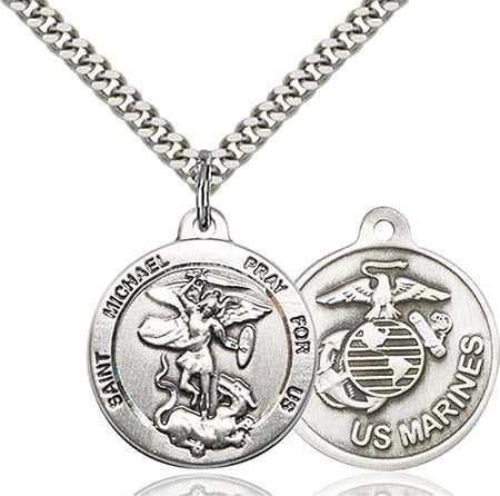 Sterling St. Michael Pendant for Marines 0342SS4
