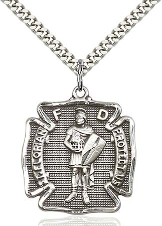Sterling SIlver St Florian Medal with 24 inch Chain 5445SS/24S