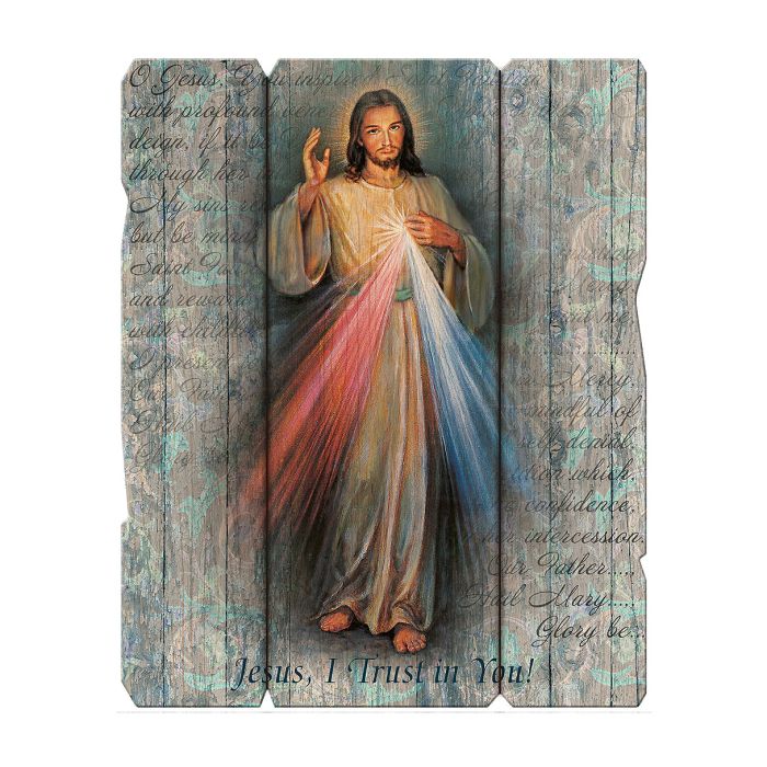 7x9 Divine Mercy Wood Wall Panel
