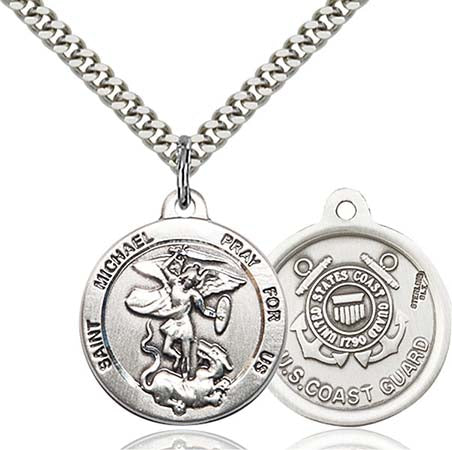 Sterling St Michael the Archangel Pendant with Coast Guard Seal 0342SS3
