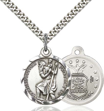 Sterling Silver St. Christopher Air Force Pendant 0192SS1/24S