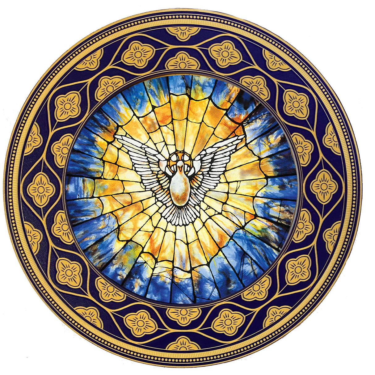 Holy Spirit Icon in Wooden Circular Frame