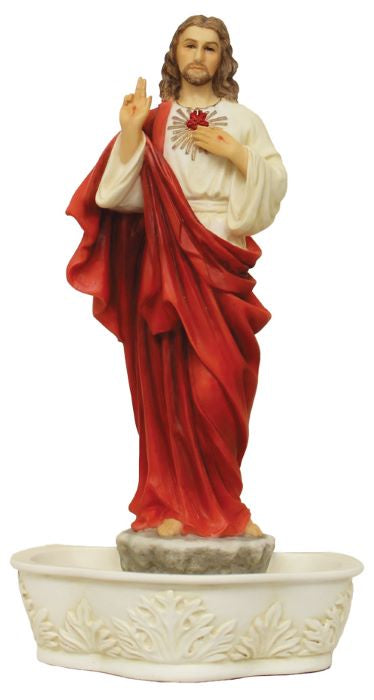 Sacred Heart of Jesus Holy Water Font in Full Color