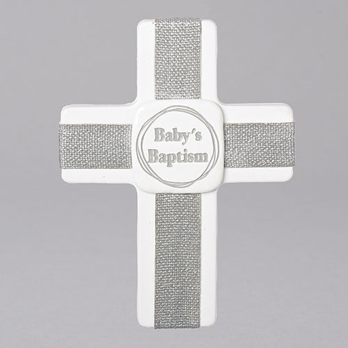 White Baby's Baptism Wall Cross 20125