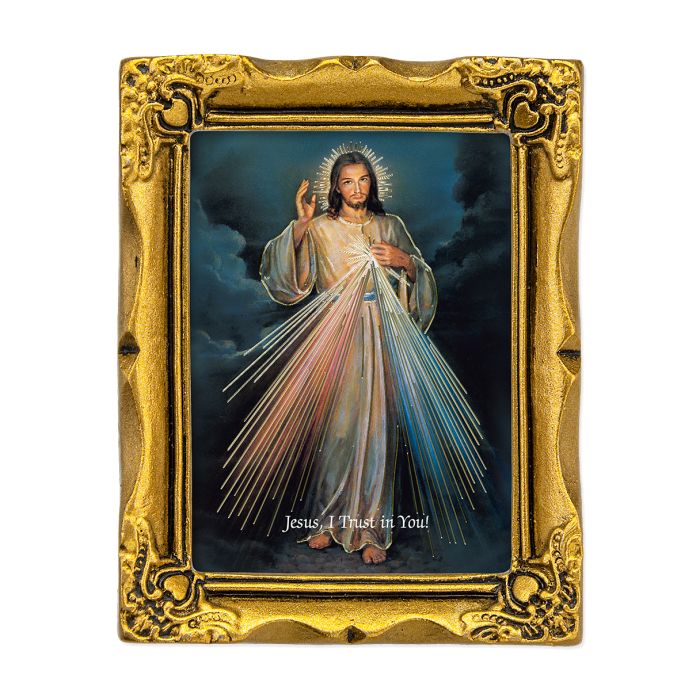 3x2 inch Divine Mercy Gold Framed Print