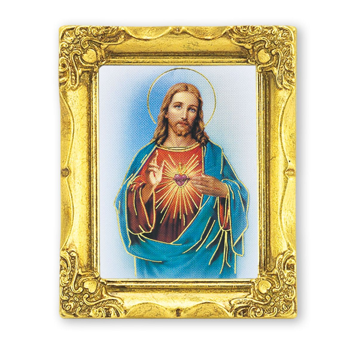 Petite 3x2 inch Sacred Heart of Jesus Gold Framed Print