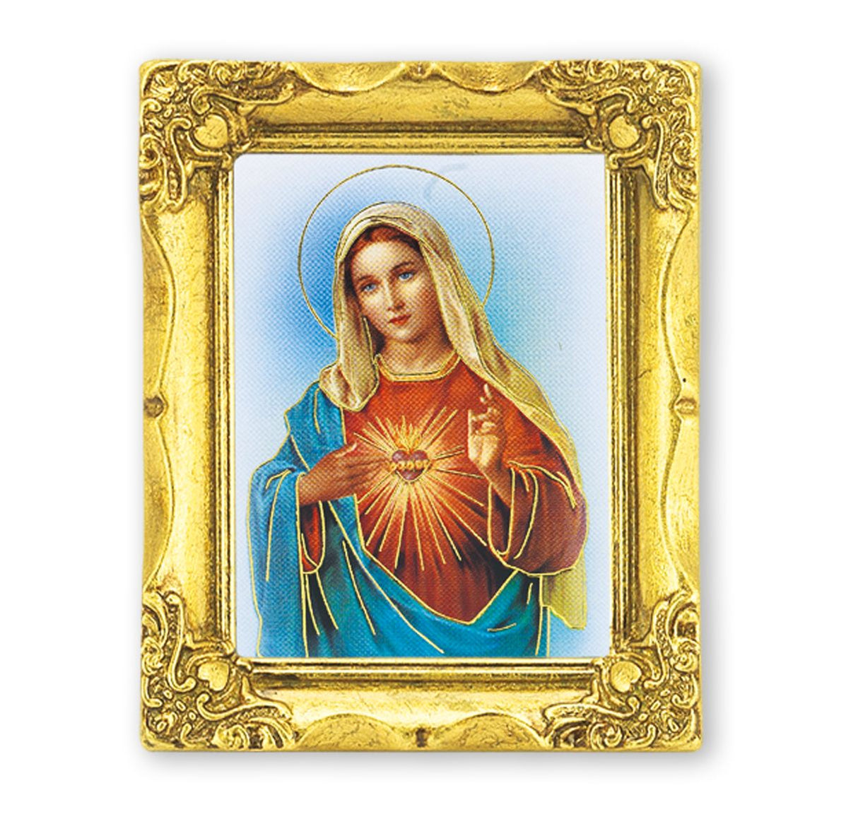Petite 3x2 inch Immaculate Heart of Mary Gold Framed Print