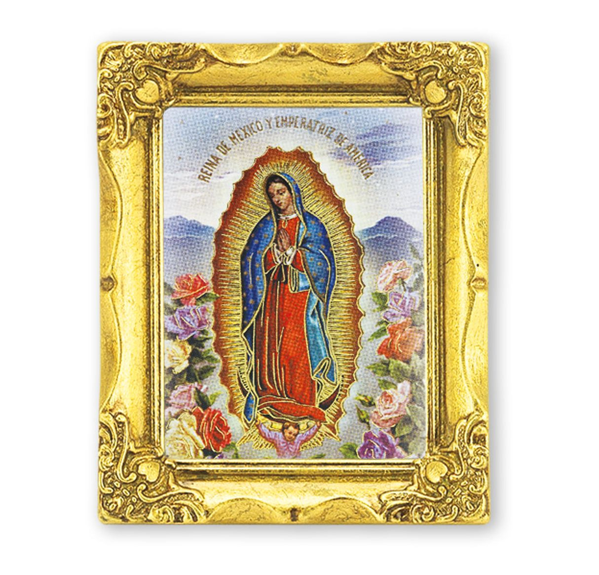 Petite 3x2 inch Our Lady of Guadalupe Gold Framed Print