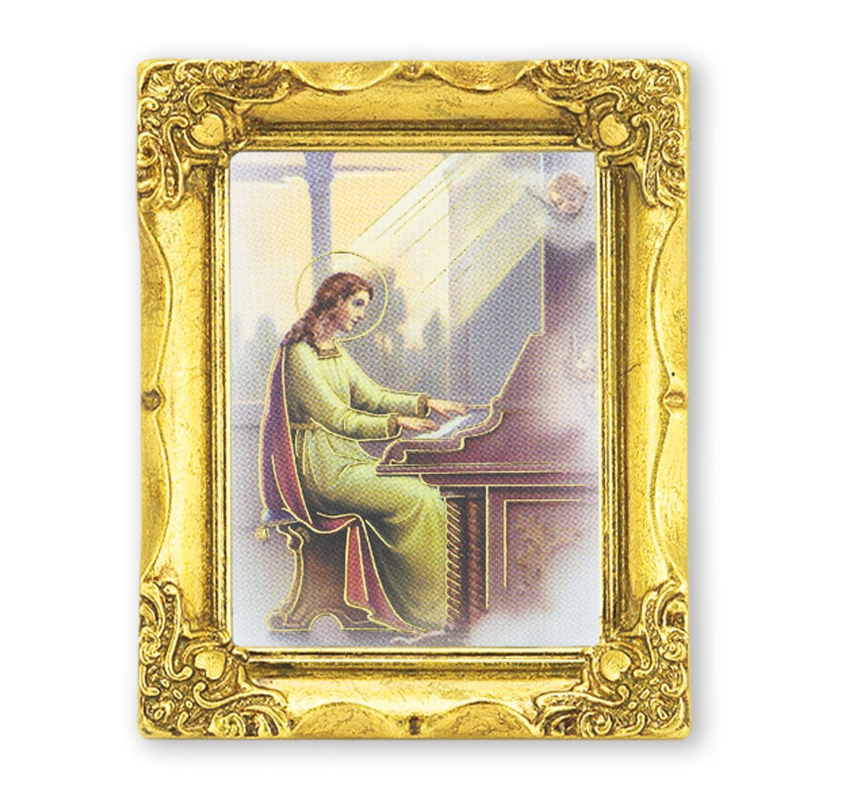 Petite 3x2 inch St Cecilia in Gold Frame