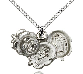 Sterling Silver Rosebud Miraculous Medal 0202SS/18S